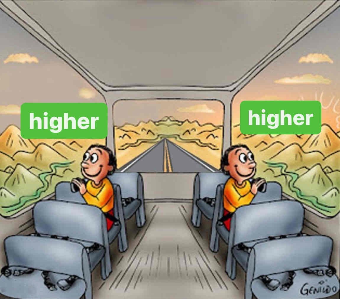 Train passengers traveling higher