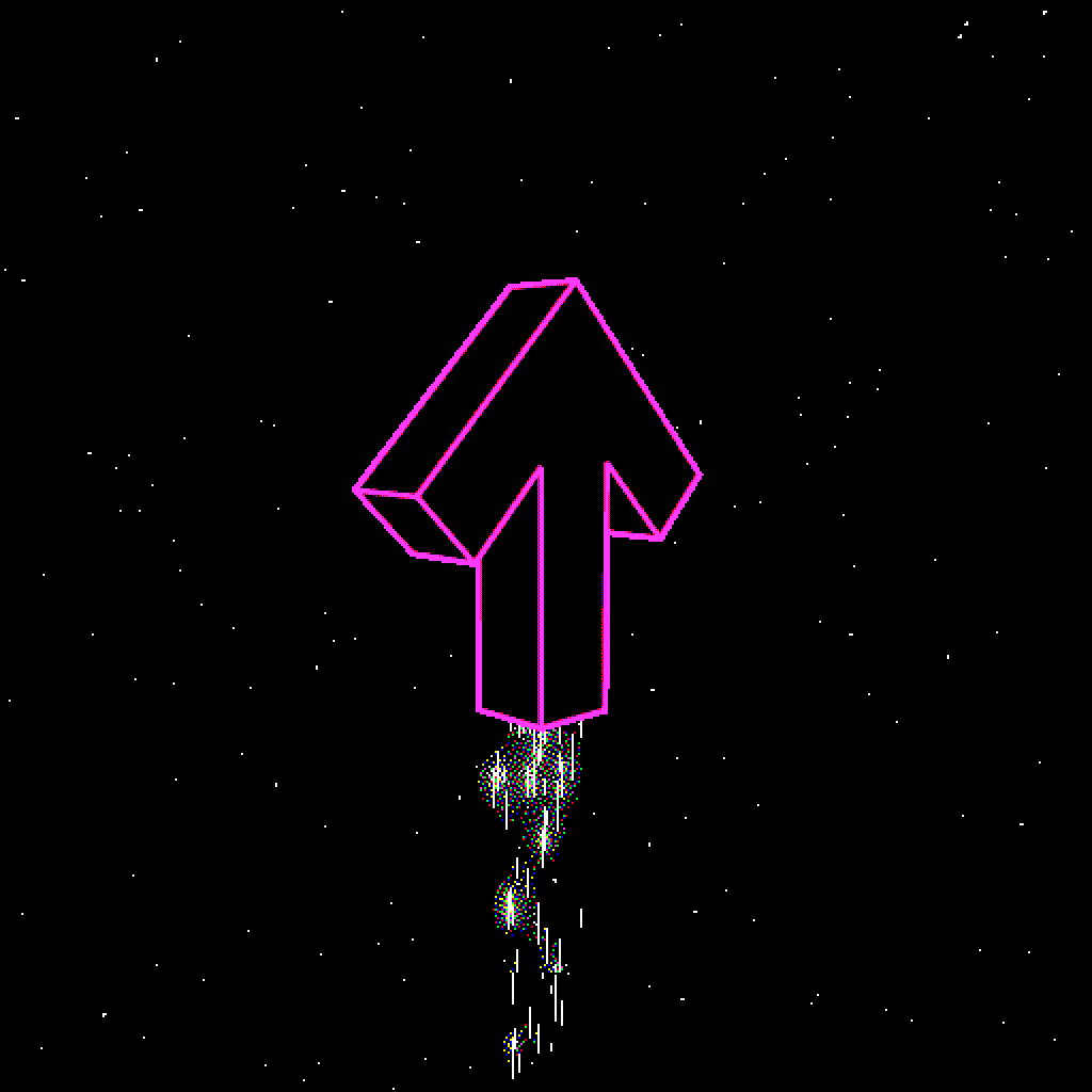 Animated neon arrow flying through space