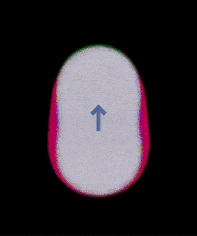 Animated color field with a rising arrow